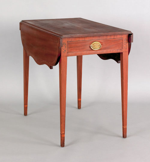 Appraisal: Baltimore Hepplewhite mahogany pembroke table ca the rectangular top supporting