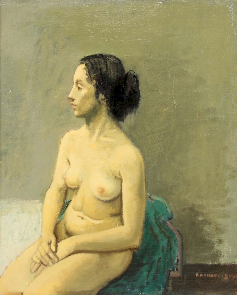 Appraisal: RAPHAEL SOYER AMERICAN - Oil on Canvas Nude Signed lower