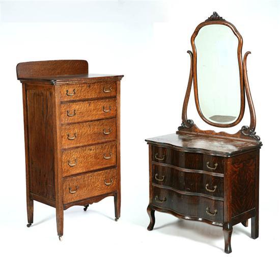 Appraisal: TWO CHEST OF DRAWERS Both oak A tall chest with