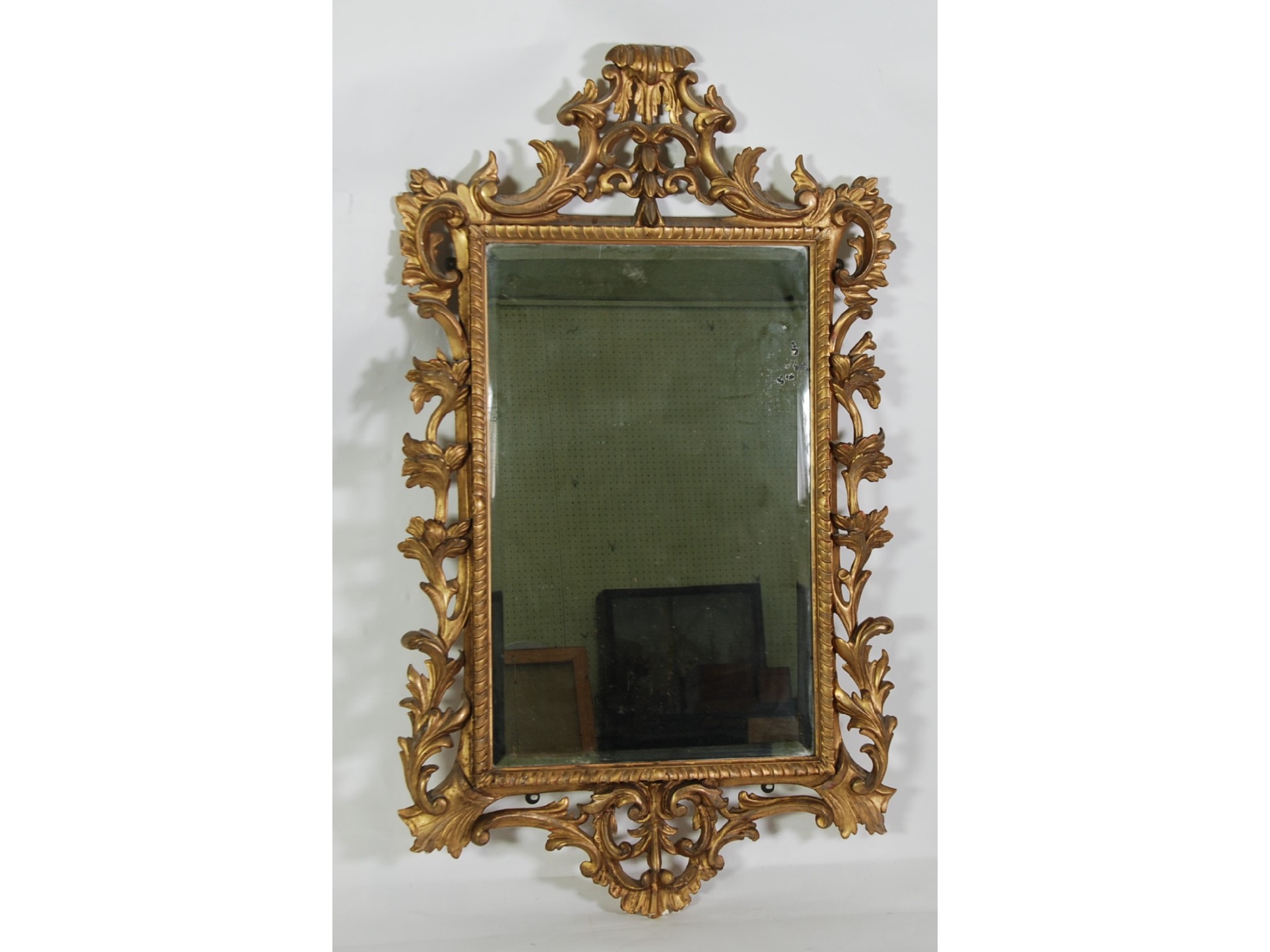 Appraisal: EARLY th CENTURY CARVED AND PIERCED GILT WOOD PIER MIRROR