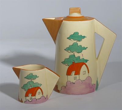 Appraisal: Orange Roof Cottage' a Clarice Cliff Conical coffee pot and