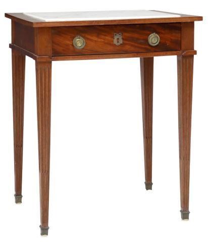 Appraisal: French Louis XVI style mahogany side table th c inset