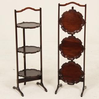 Appraisal: ENGLISH MAHOGANY FOLDING MUFFIN STANDS SIMILAR ENGLISH MAHOGANY FOLDING MUFFIN