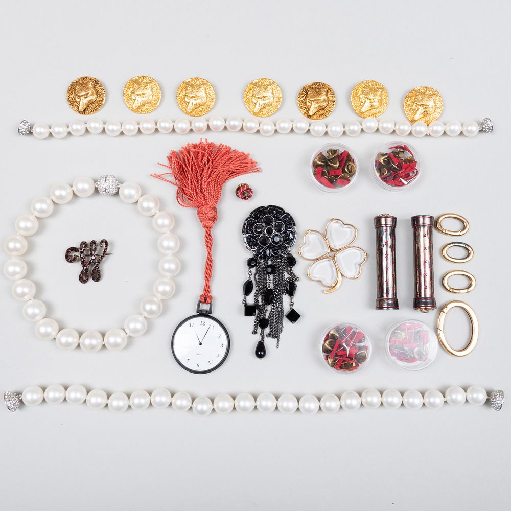 Appraisal: Group of Gold Silver and Costume Jewelry Comprising A gold-mounted