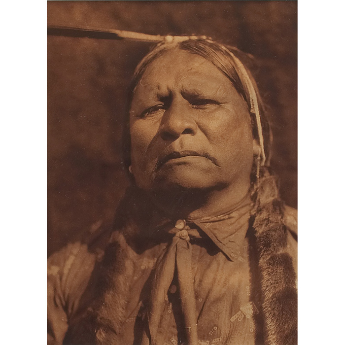 Appraisal: Edward Curtis photograph sepia Native American portrait matted framed h