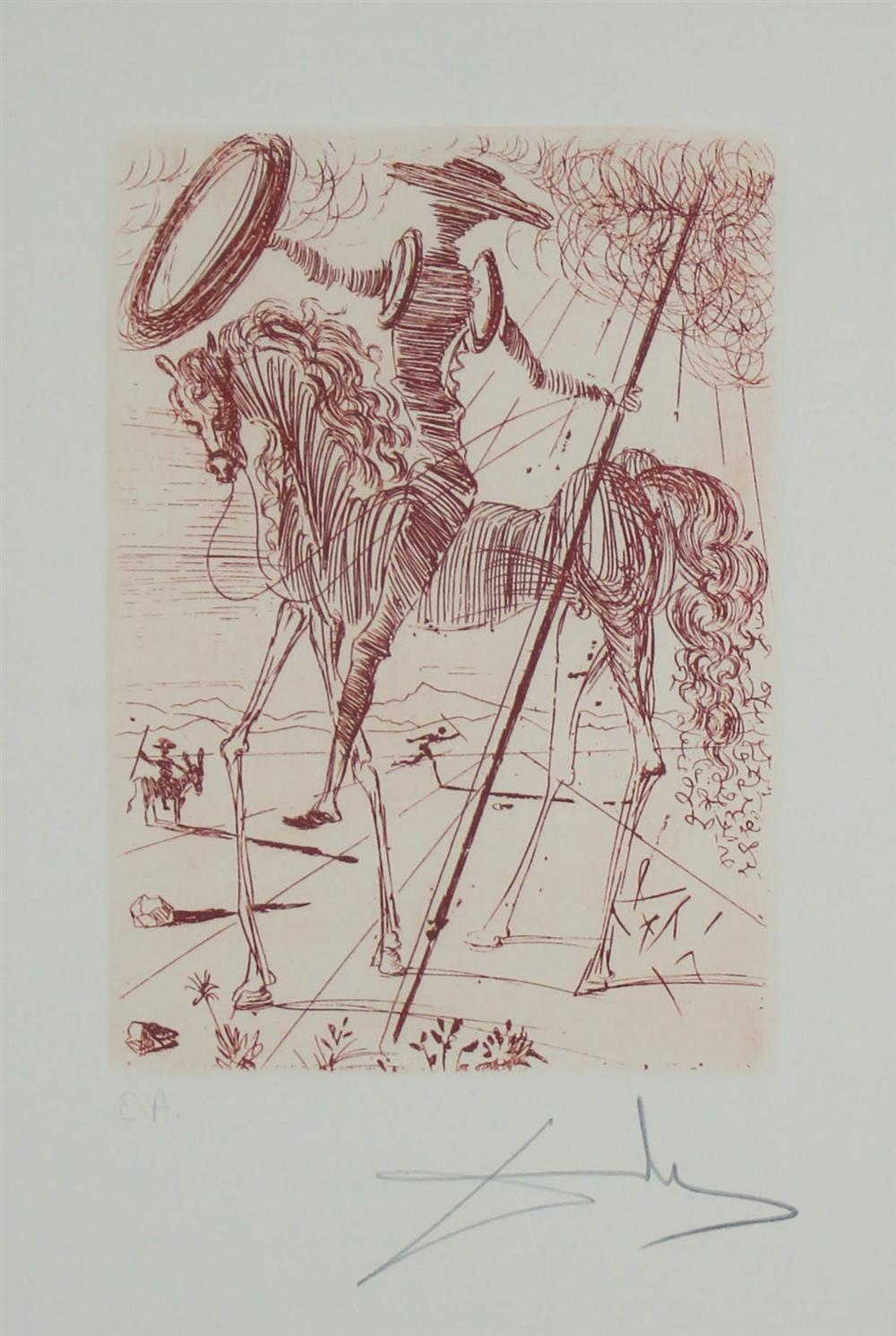 Appraisal: SALVADOR DALI SPANISH - DON QUIXOTE Print x in plate