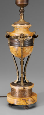 Appraisal: Brass-mounted marble lamp base classical style with three winged figur