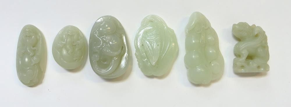 Appraisal: Assorted Jade Pendants Assorted Jade Pendants Description Six pieces all