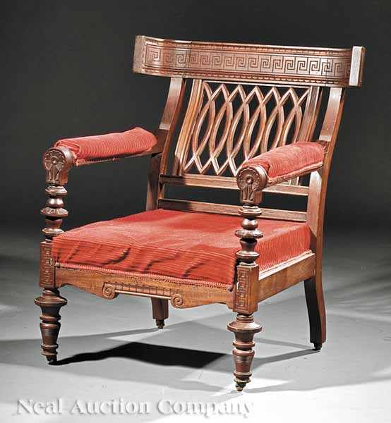 Appraisal: An American Carved Mahogany Armchair late th c after a