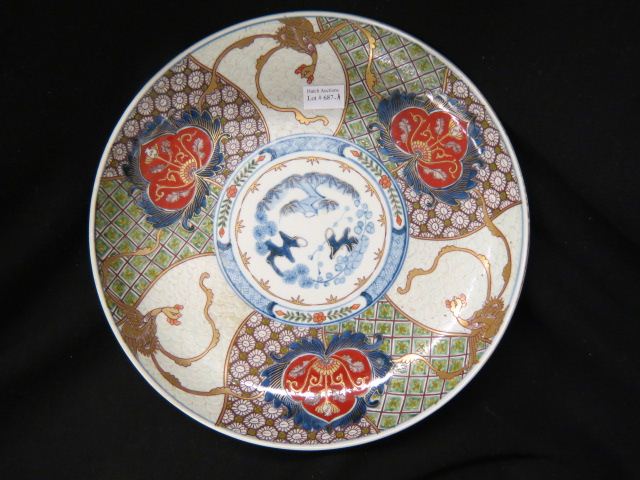 Appraisal: Japanese Imari Porcelain Charger flying phoenix lattice foliage designs diameter