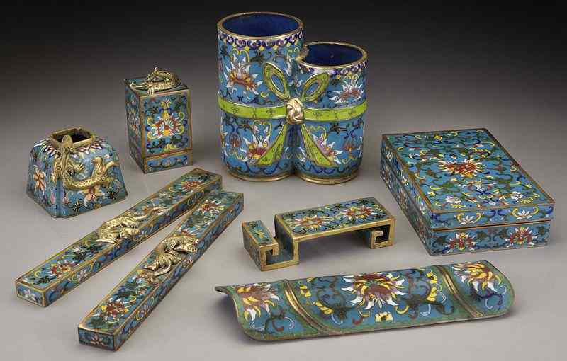 Appraisal: Chinese cloisonne scholars items Tallest ''H Longest ''L Circa -