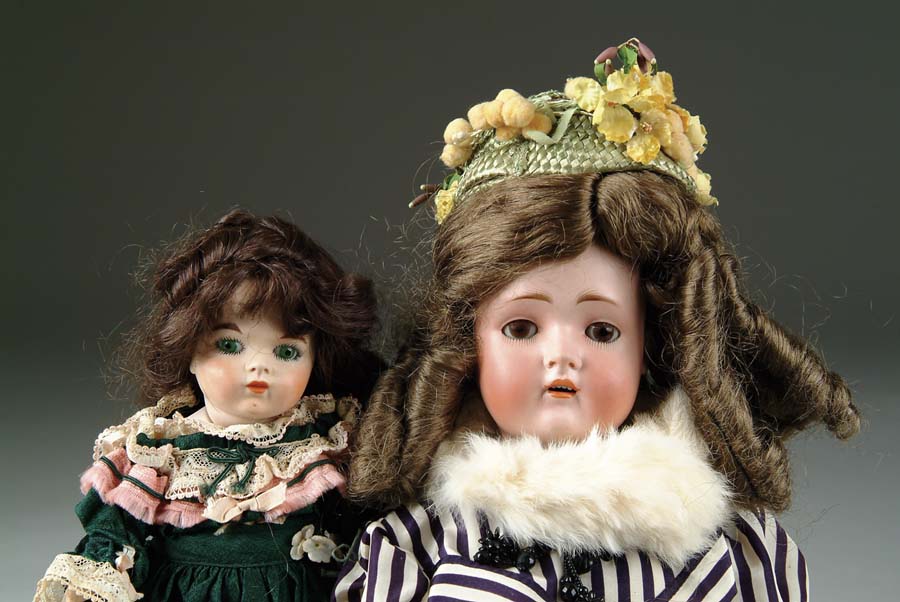 Appraisal: LOT OF TWO GERMAN BISQUE AND REPRODUCTION BRU DOLLS Hertel