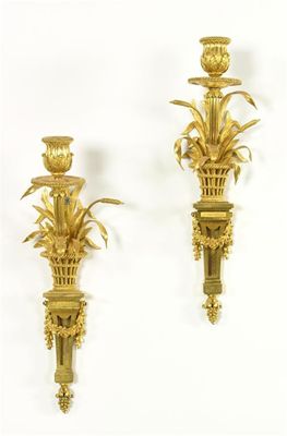 Appraisal: A pair of th century French ormolu single branch wall