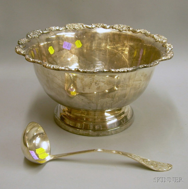 Appraisal: Silver Plated Punch Bowl and Ladle Curran and Co neoclassical