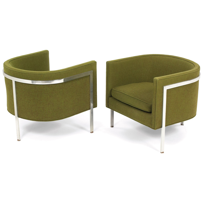 Appraisal: Harvey Probber lounge chairs pair by Harvey Probber Inc barrel-shaped