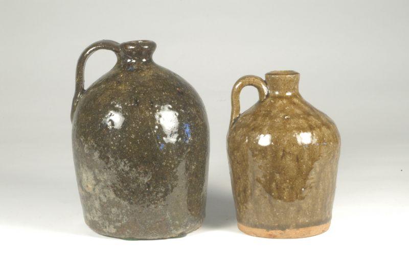 Appraisal: Unsigned Catawba Valley Two small alkaline glazed stoneware jugs H