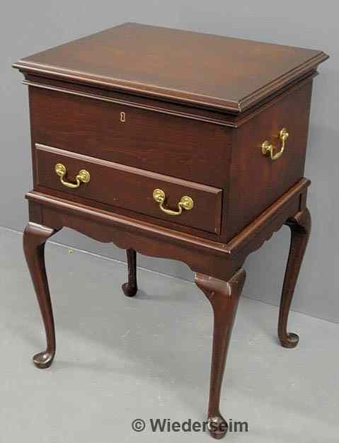 Appraisal: Queen Anne style mahogany stained humidor on stand Diamond Crown