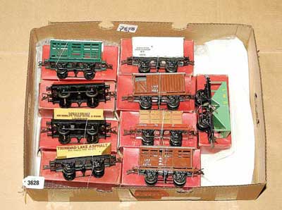 Appraisal: Hornby O Gauge Post-war -wheel Goods Rolling Stock consisting of