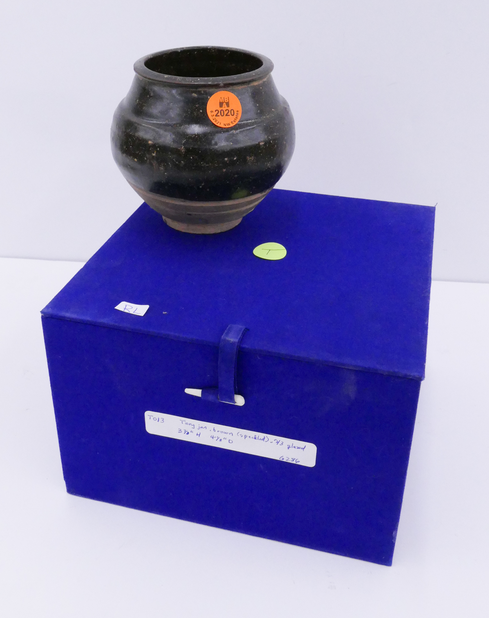 Appraisal: Chinese Tang Brown Small Jar in Box- ''