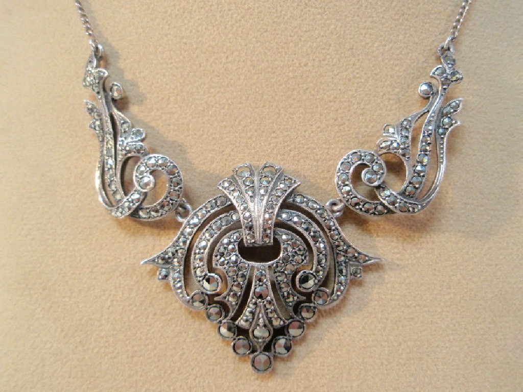 Appraisal: A 's marcasite necklace in the Art Deco style stamped