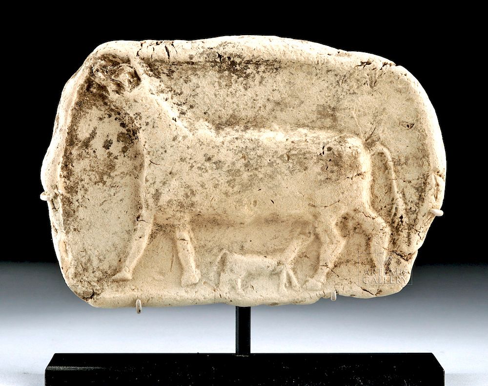 Appraisal: Mesopotamian Terracotta Relief Plaque w Cow and Calf Ancient Near