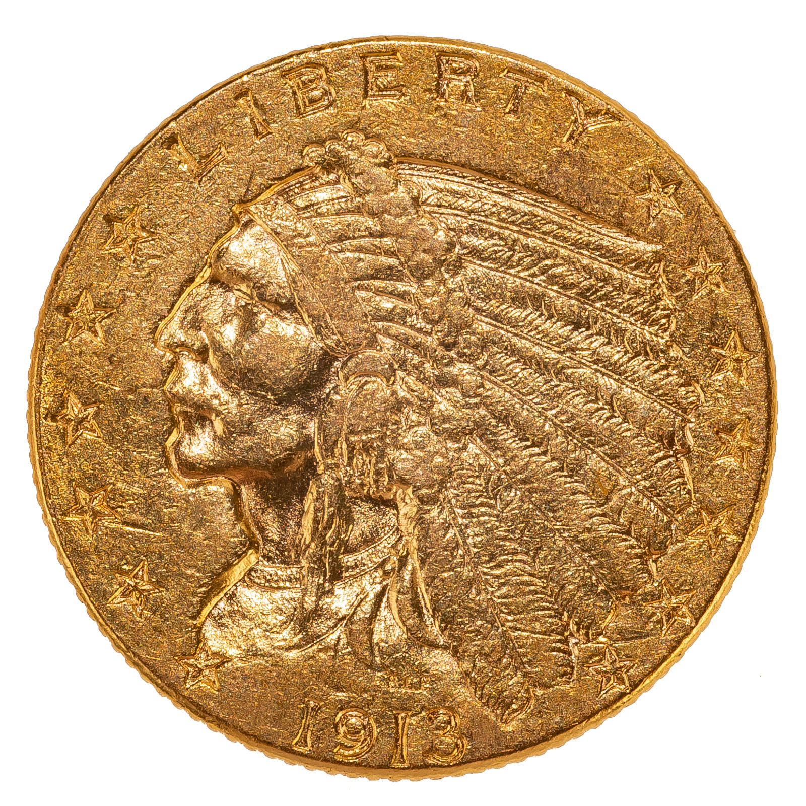 Appraisal: INDIAN GOLD QUARTER EAGLE XF DETAILS Reverse has hairlines nice