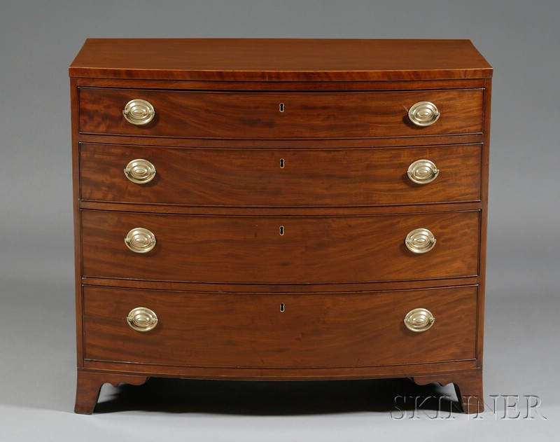 Appraisal: Federal Mahogany Inlaid and Mahogany Veneer Bowfront Chest of Drawers