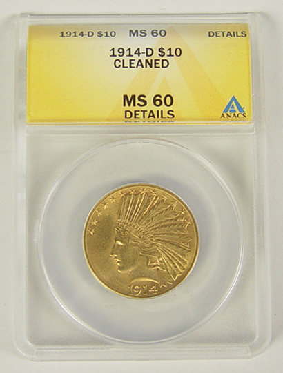 Appraisal: -D Indian Gold Coin ANACS certified and graded MS details