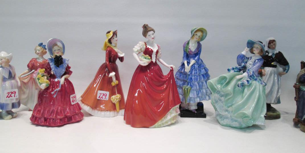 Appraisal: TWELVE ROYAL DOULTON PORCELAIN FIGURINES comprised of Priscilla Lady Betty