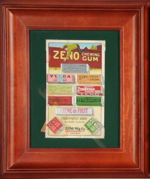 Appraisal: Framed Zeno Gum Die-Cut Sign Description Circa Very colorfully depicts