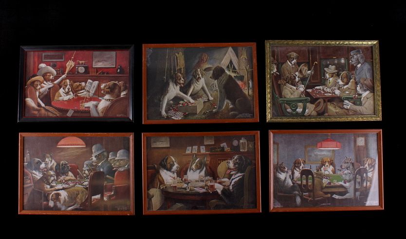 Appraisal: Collection of C M Coolidge Dogs Playing Poker Art In