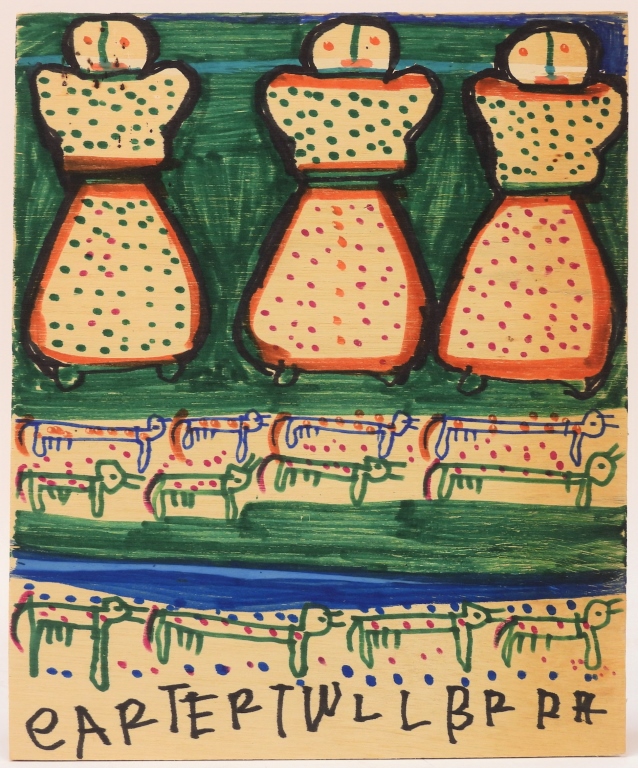 Appraisal: CARTER WELLBORN SOUTHERN FOLK ART DRAWING Georgia - Polychromatic depiction