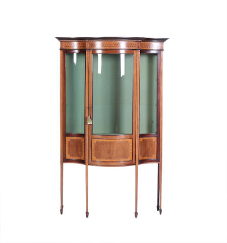 Appraisal: An Edwardian Mahogany and Parquetry inlaid Display Cabinet The projecting