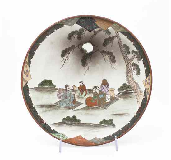 Appraisal: A Satsuma Porcelain Charger depicting two gentlemen seated in a