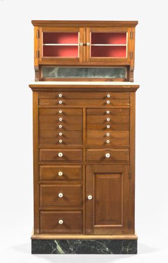 Appraisal: American Turn-of-the-Century Mahogany Dental Cabinet early th century with a