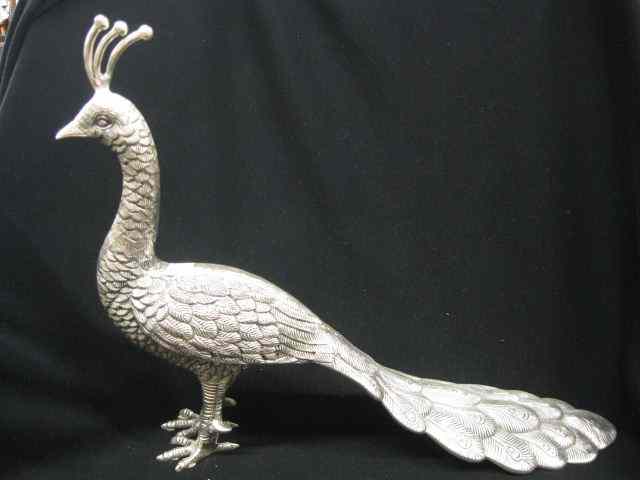 Appraisal: Silverplate Figurine of a Peacock '' tall '' long