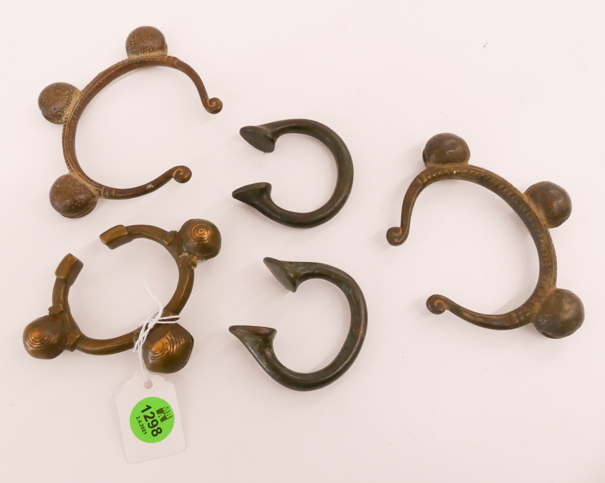 Appraisal: pc Antique African Lobi Bronze Bell Bracelets Etc- '' to