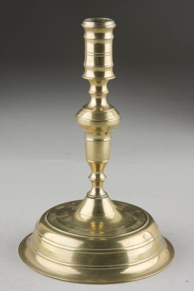 Appraisal: Brass Candlestick Probably Dutch th c candle cup with incised