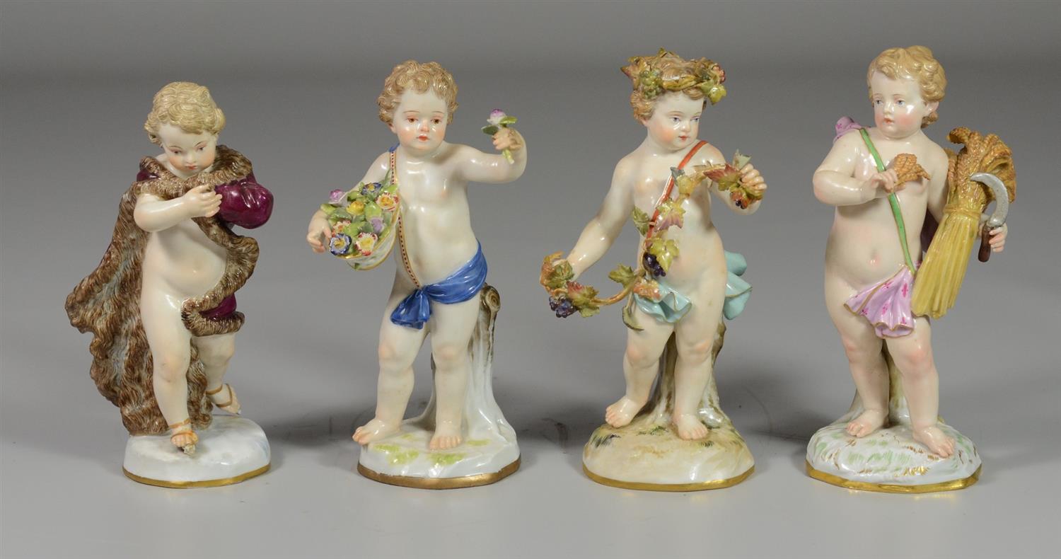 Appraisal: Seasons Meissen porcelain figurine set Winter M A Painter Fall