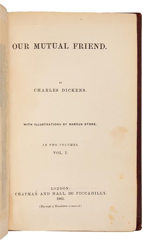 Appraisal: DICKENS Charles Our Mutual Friend London Chapman and Hall FIRST