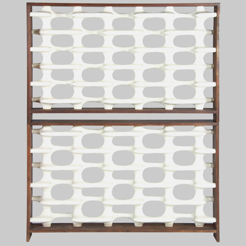 Appraisal: DECORATIVE Two-piece room screen with white molded biomorphic forms mounted