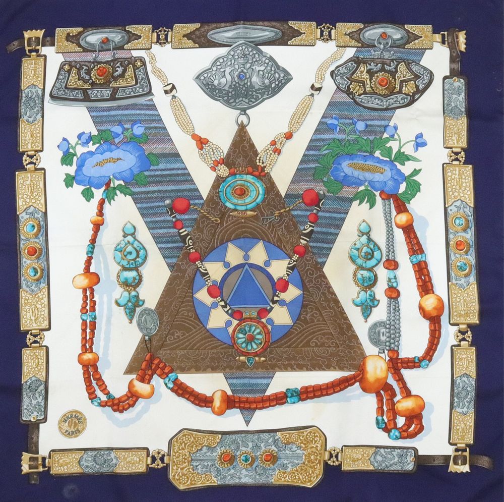 Appraisal: Hermes Silk Scarf - Tibet Hermes twill silk scarf titled