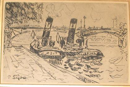 Appraisal: two prints PAUL SIGNAC french - PARIS LE PONT DES