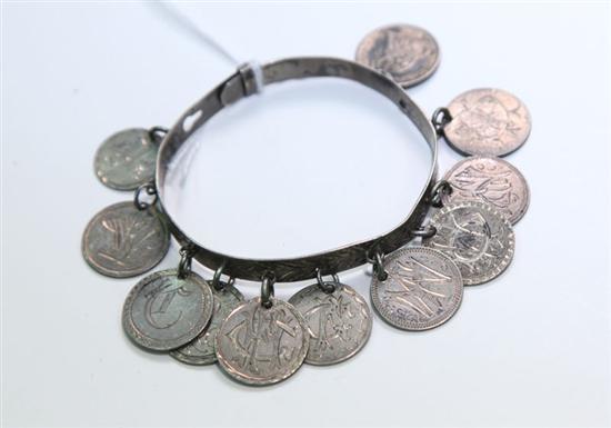 Appraisal: BRACELET Victorian love charms token bracelet with eleven coins with