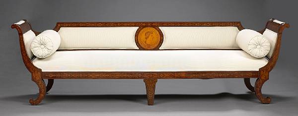 Appraisal: An Italian Neoclassical marquetry and walnut settee th century The