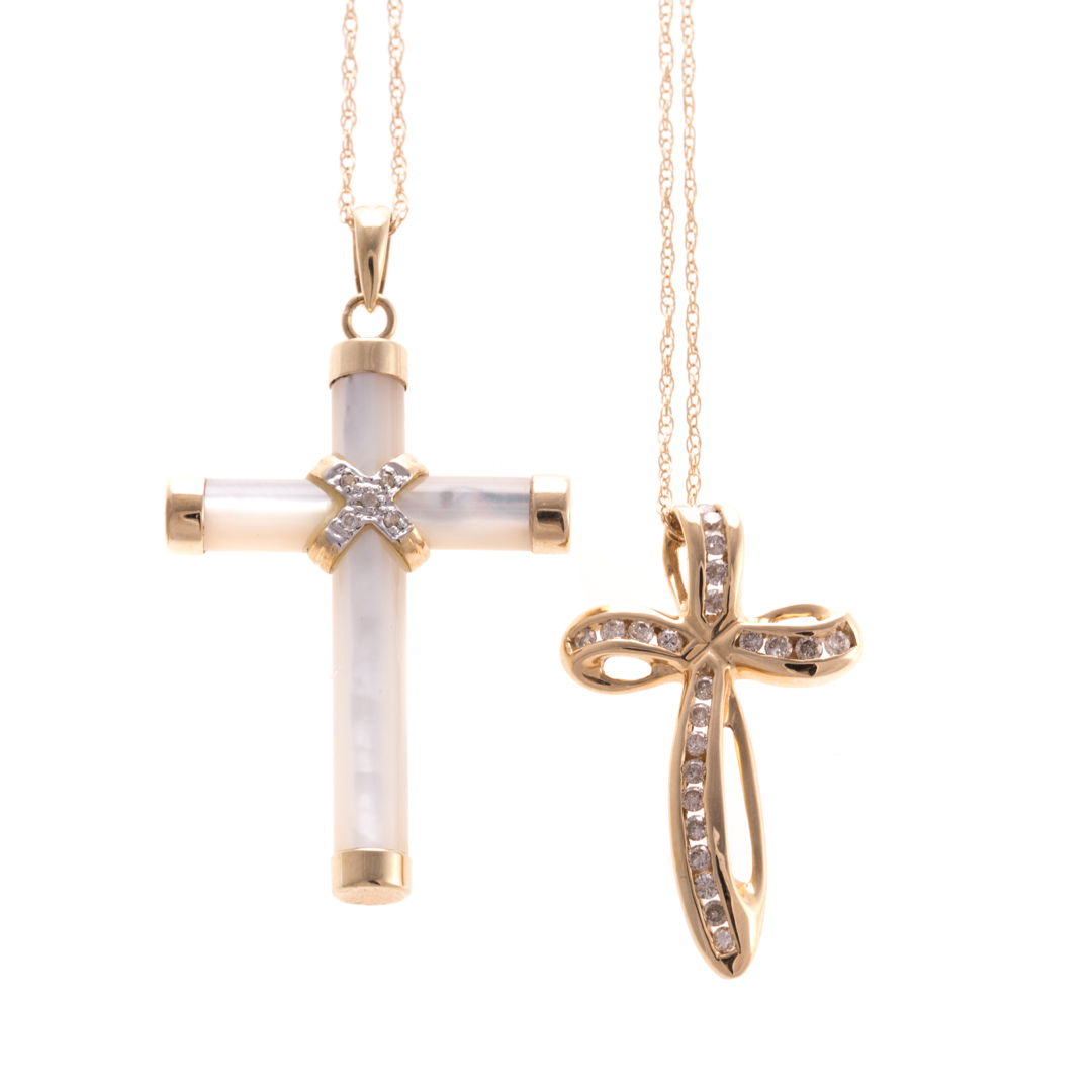 Appraisal: A Pair of Lady's Cross Pendant in Gold K yellow