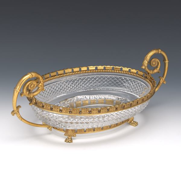 Appraisal: FRENCH BELLE EPOQUE D'ORE BRONZE AND BACCARAT OVAL CENTERPIECE BOWL