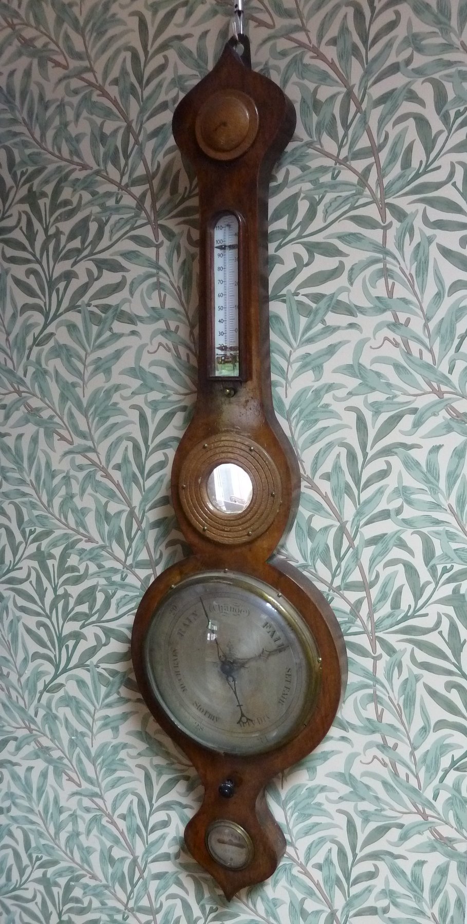 Appraisal: An early th Century mahogany barometer and thermometer in a