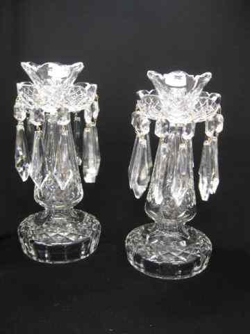 Appraisal: Pair of Waterford Cut Crystal Candlesticksor lustres fancy teardrop prisms