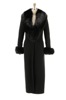 Appraisal: Gai Mattiolo Black Fox Fur Wool Coat Gai Mattiolo Italian